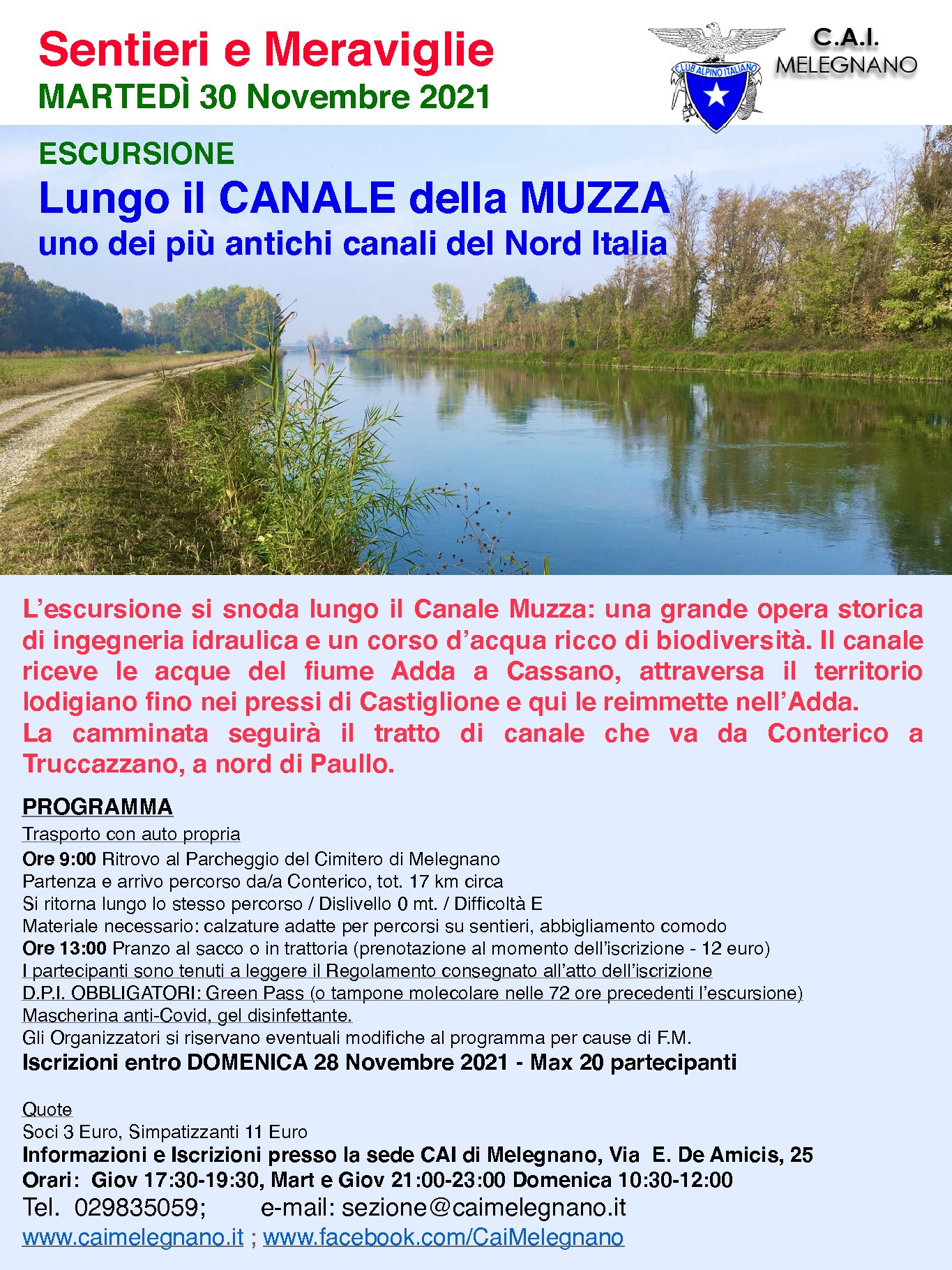 Escursione lungo il canale della Muzza