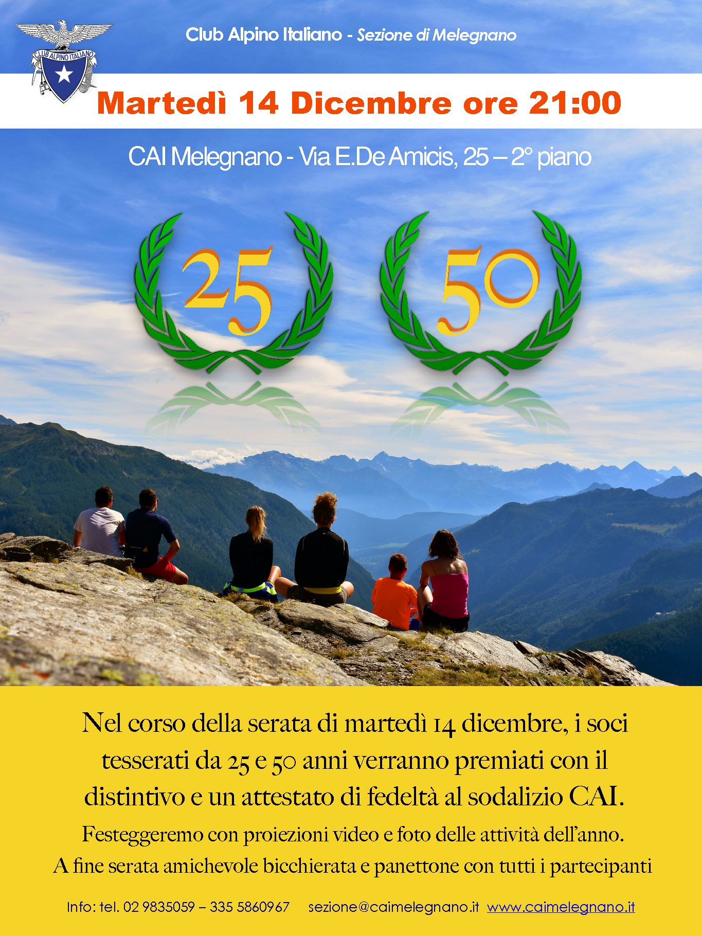 Serata 14 dicembre – 25 e 50 anni di tesseramento