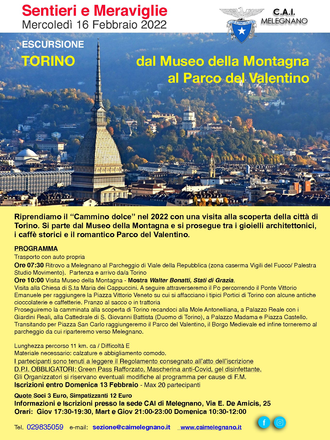 Escursione: Torino dal Museo della Montagna al Parco del Valentino