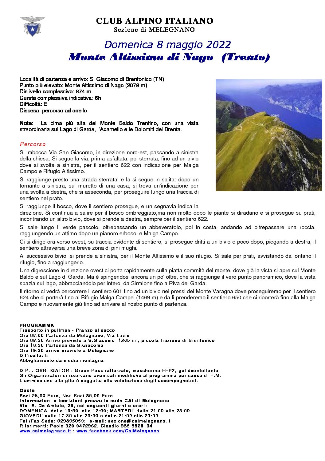 Escursione al monte Altissimo di Nago