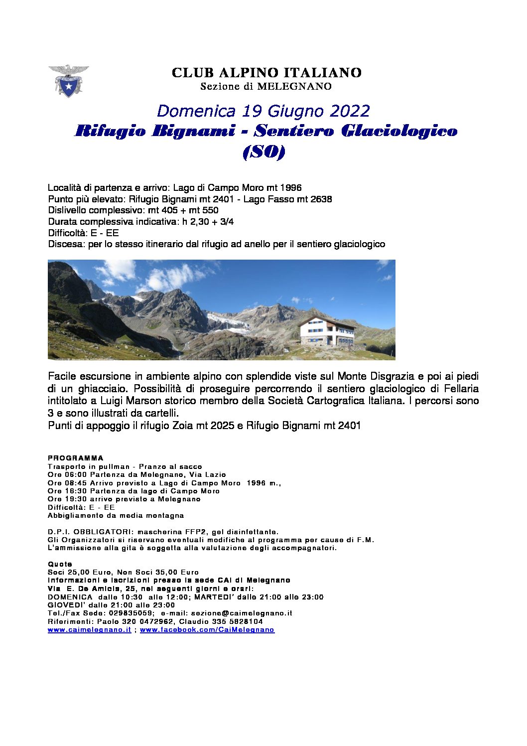Rifugio Bignami – Sentiero Glaciologico (SO)
