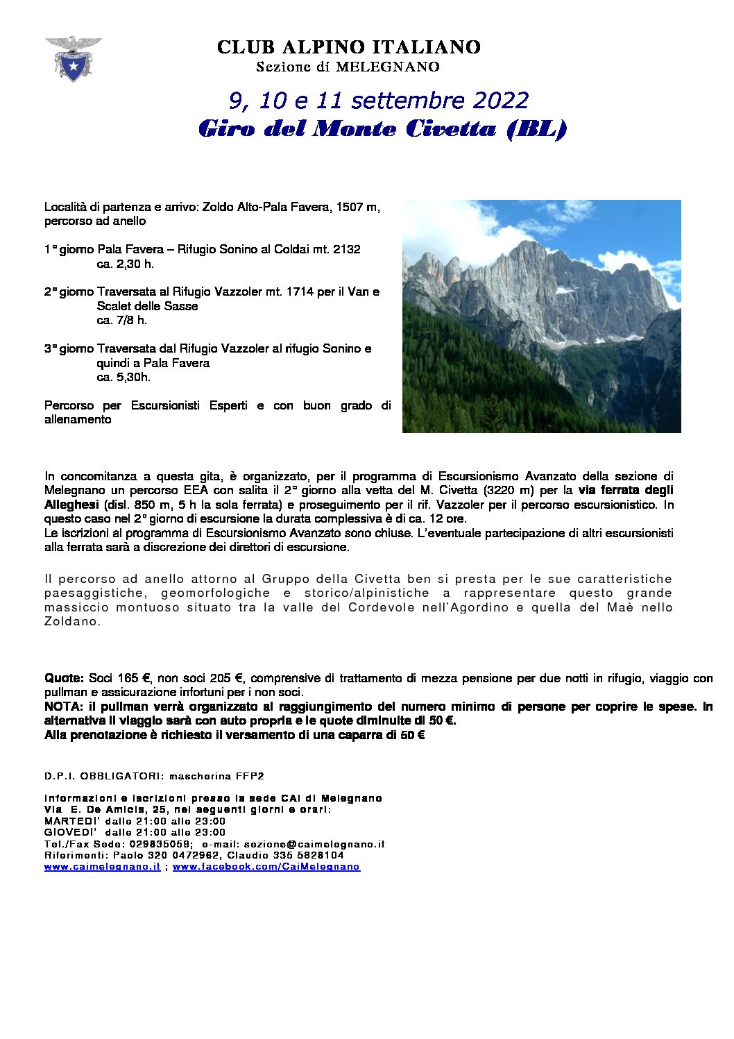 Monte Civetta 9,10,11 settembre