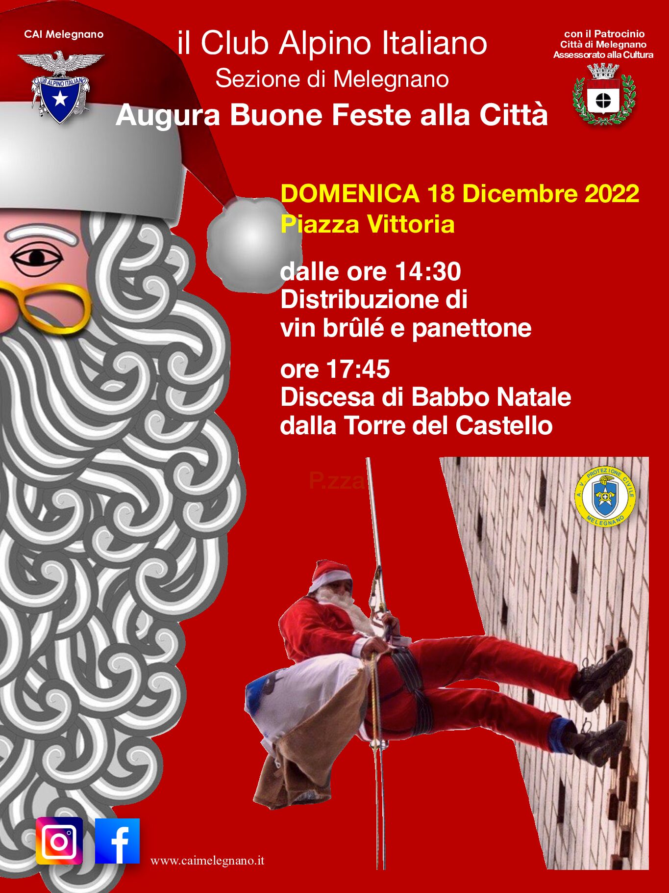 Discesa di Babbo Natale dalla torre del castello
