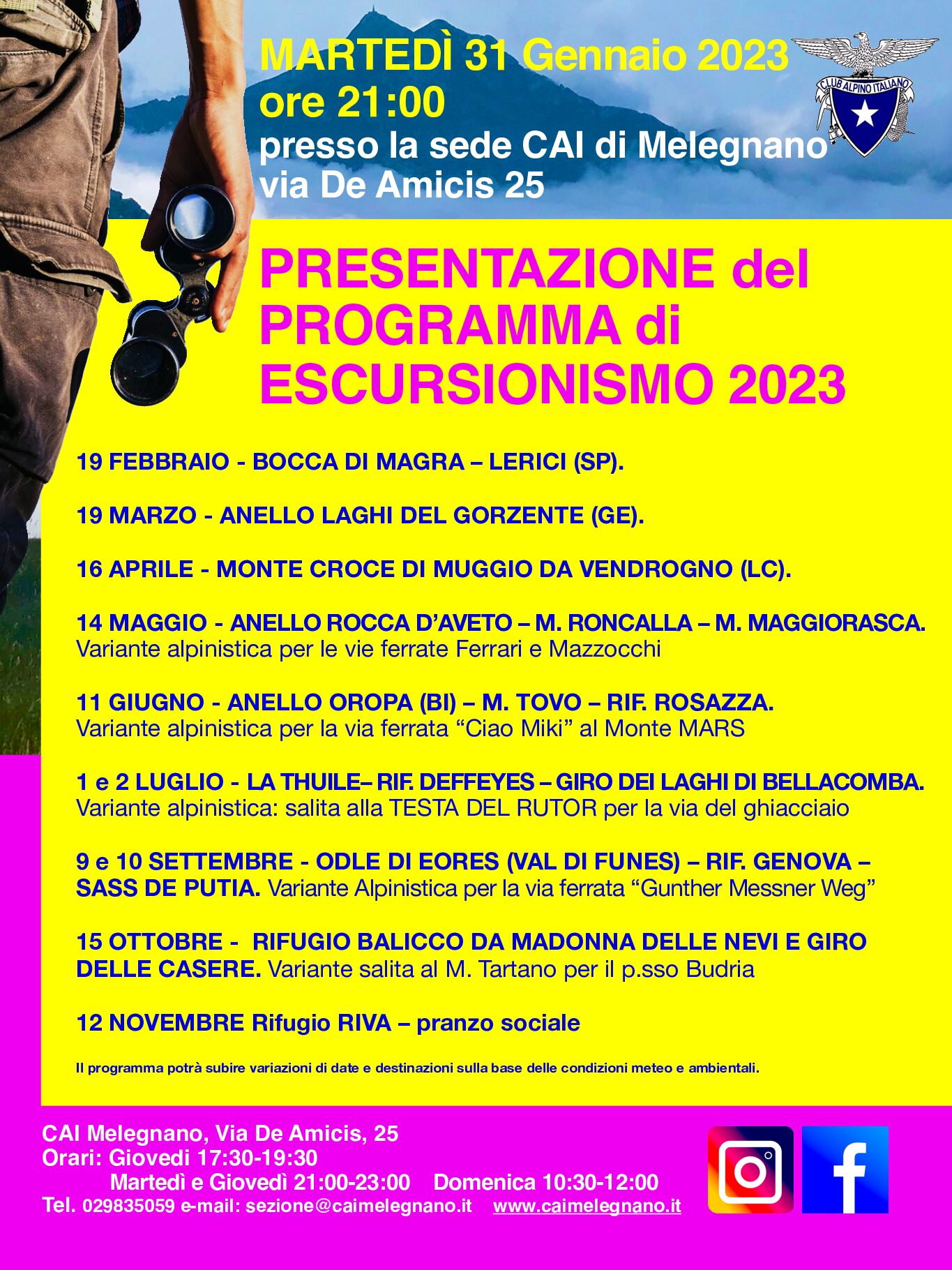 Presentazione programma escursionismo 2023