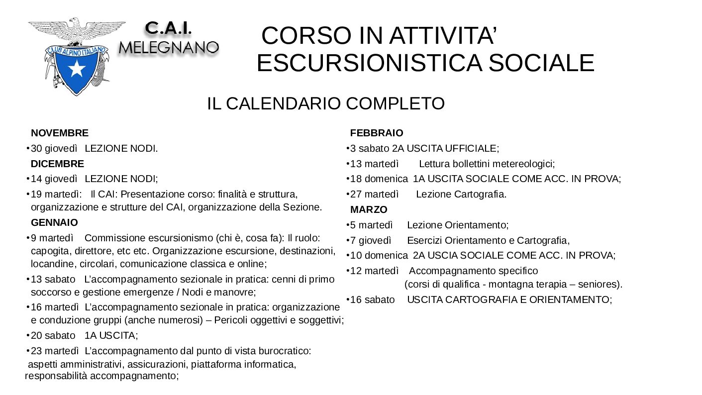 Programma corso accompagnatori escursionismo