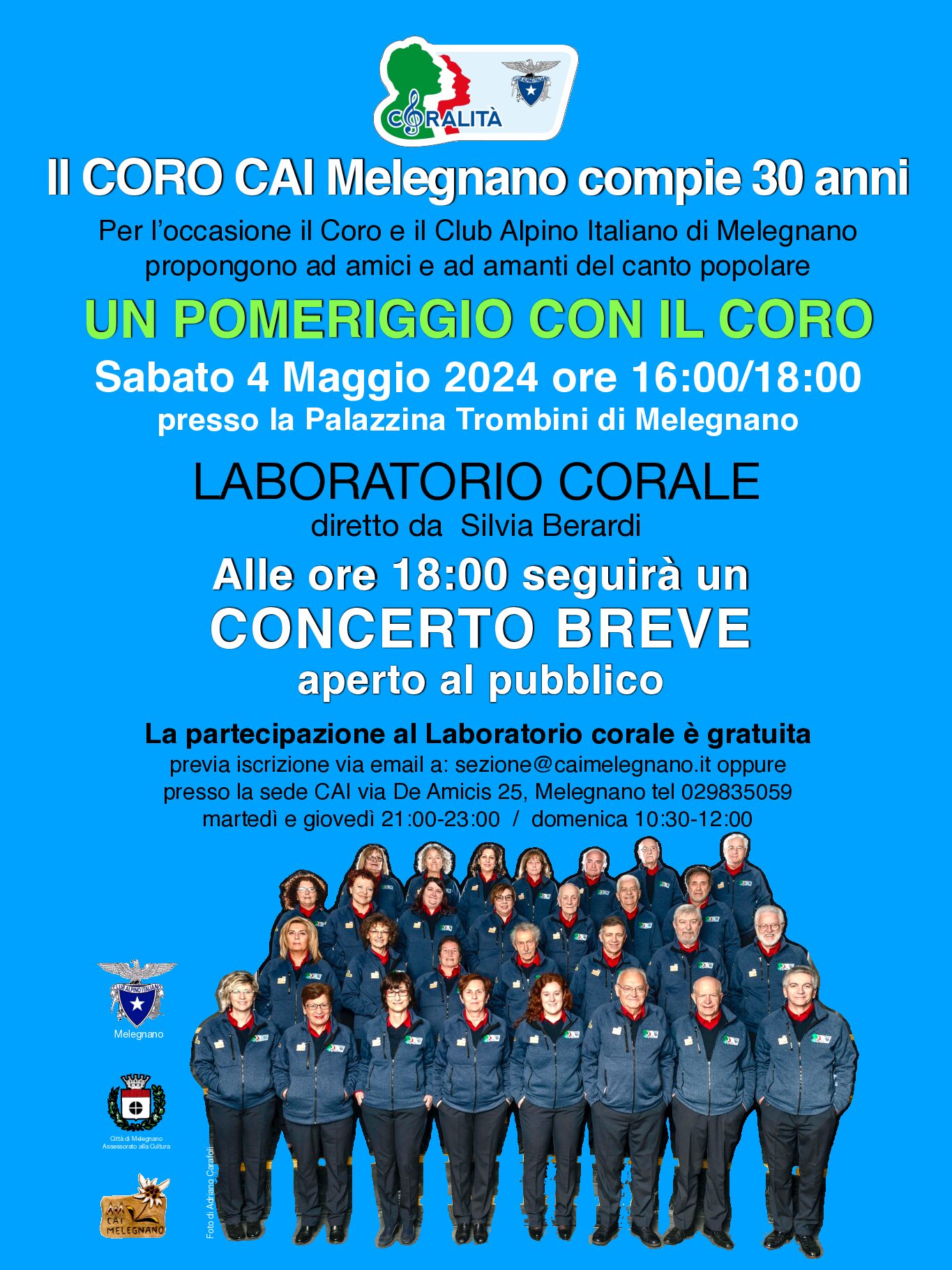 IL CORO CAI MELEGNANO COMPIE 30 ANNI