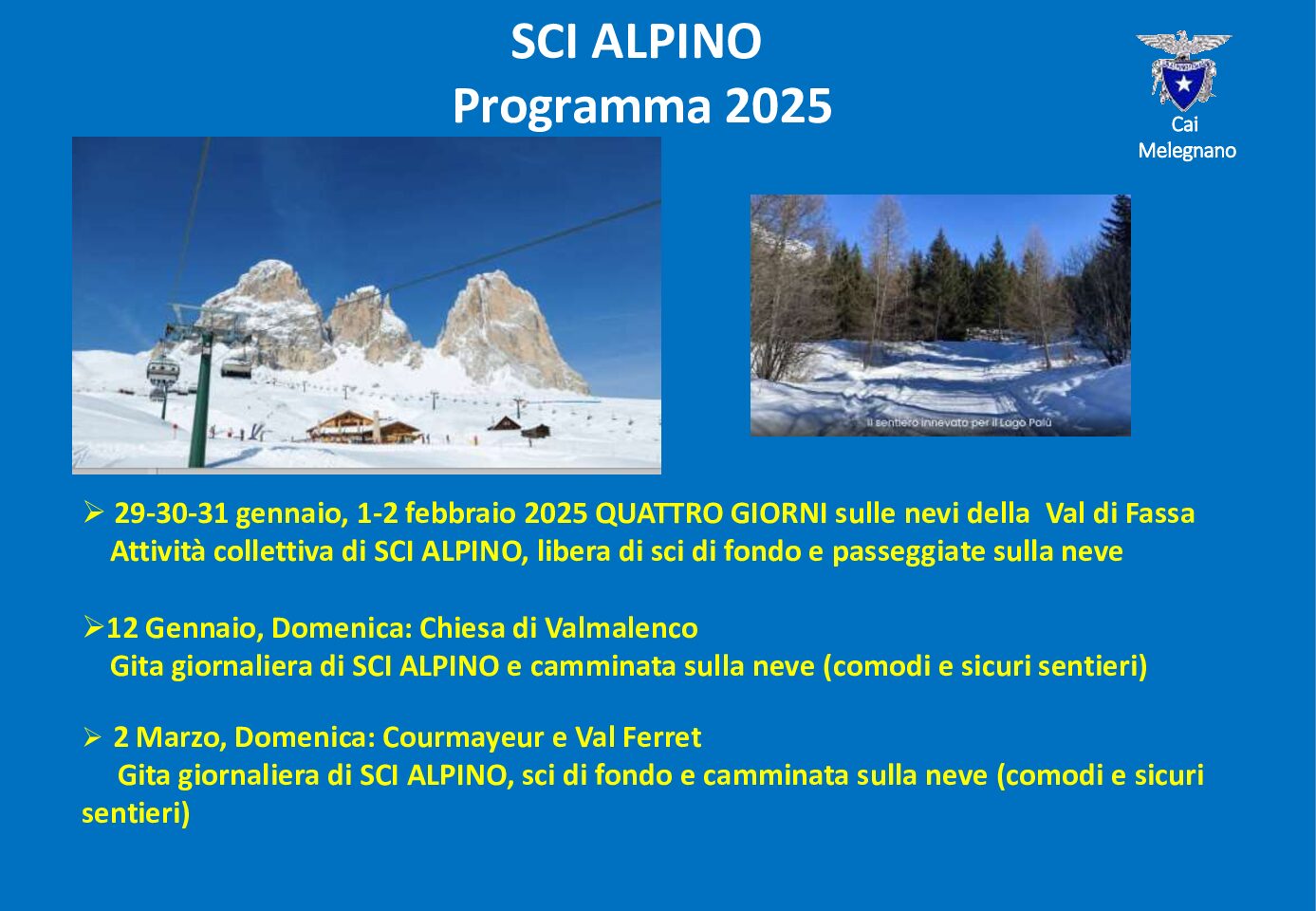Programma sci alpino 2025