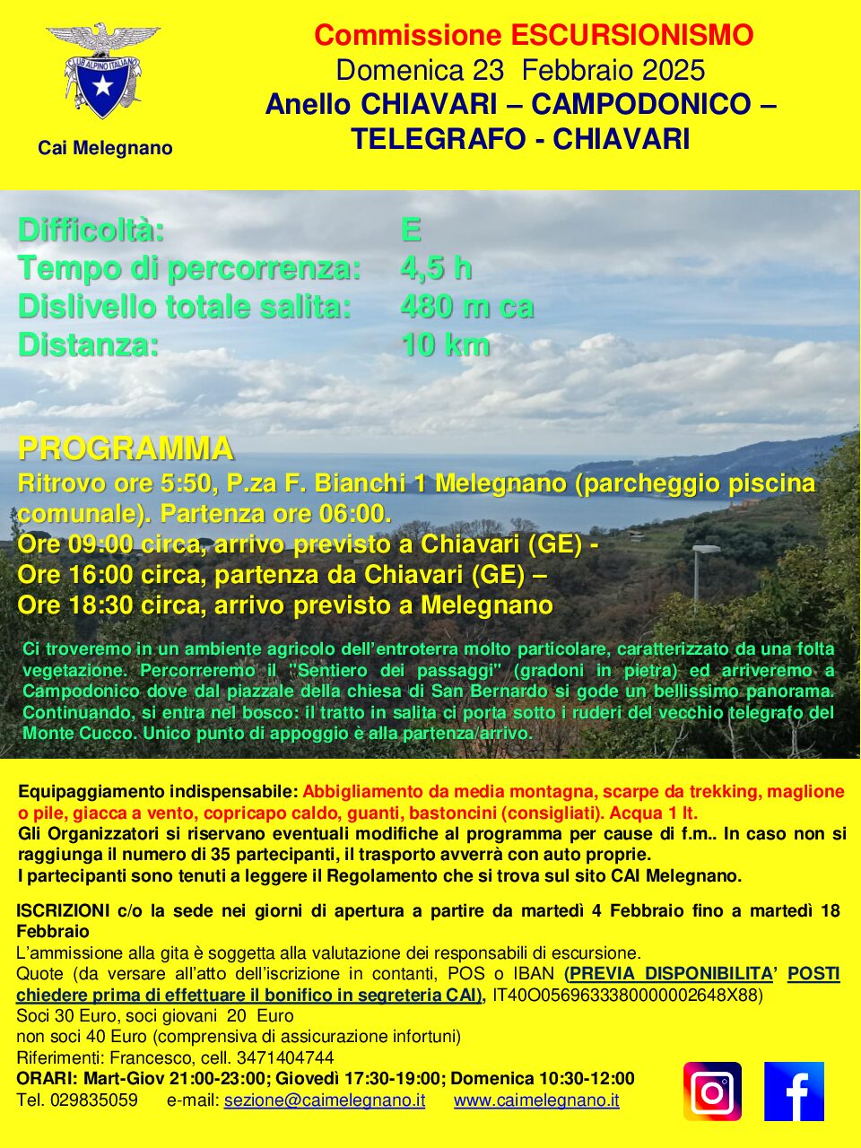 Anello CHIAVARI – CAMPODONICO – TELEGRAFO – CHIAVARI