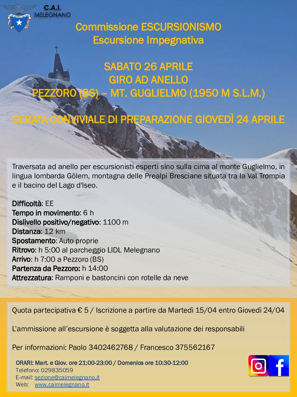 Escursionismo impegnativo: PEZZORO (BS) – MT. GUGLIELMO (1950 M S.L.M.)
