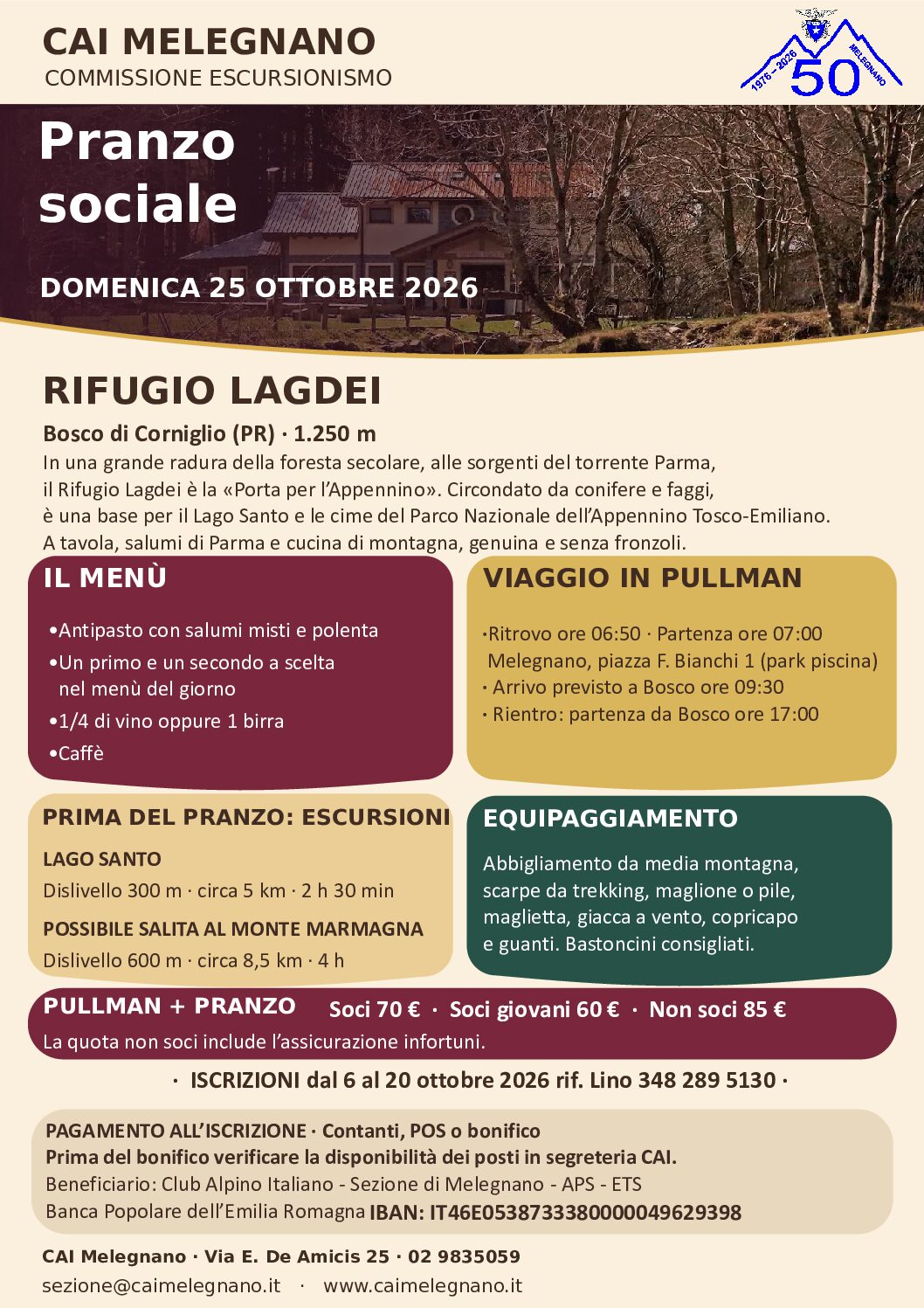 Rifugio Lagdei (PR) – Pranzo Sociale